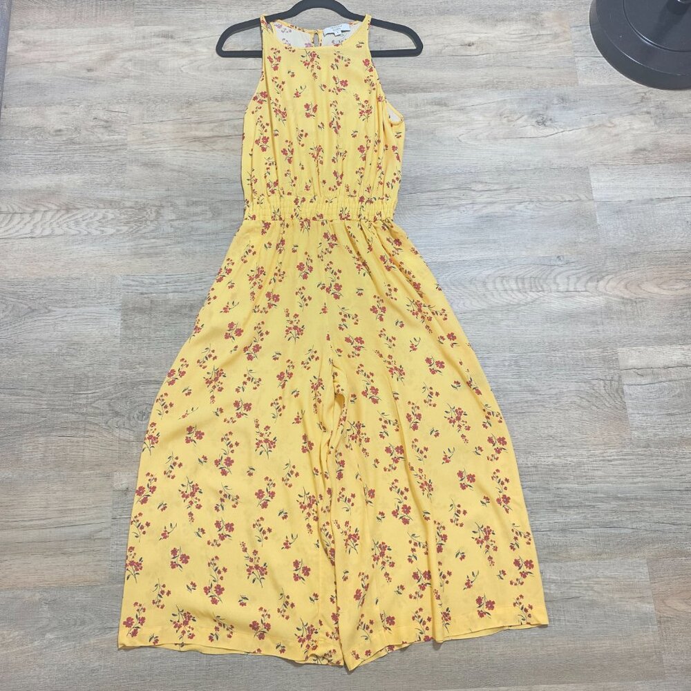 THAKOON Yellow Floral Sleeveless Back Button Closure Wide Leg Jumpsuit Size 6 - Picture 4 of 10